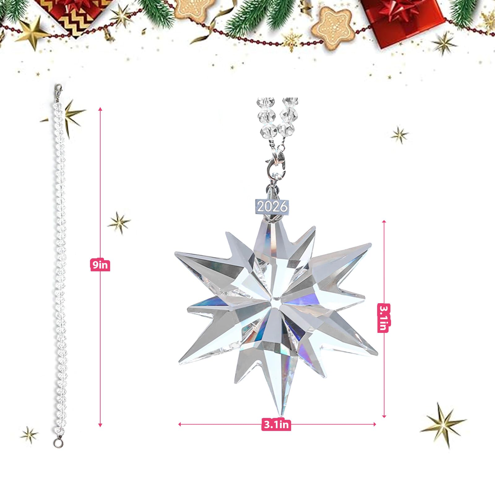 Amazon.com: 2026 Crystal Star Ornaments for Christmas Tree - 1pc