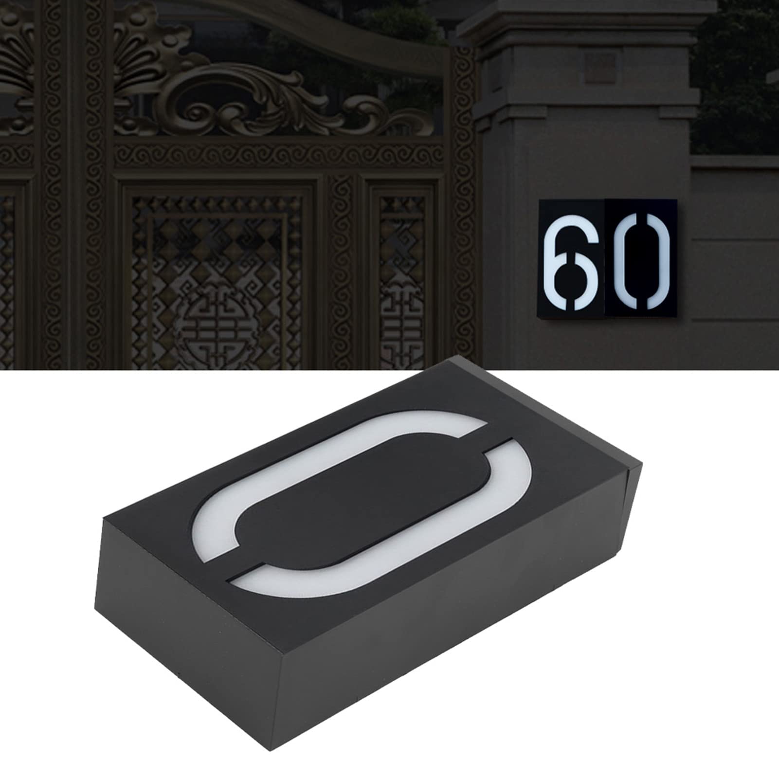 LED Nummer Licht, Outdoor LED Solar Power Hausnummer Licht mit 6 LED-Leuchten und Großem Schriftdesign, fur Haus Hotel Store(Nummer 0)