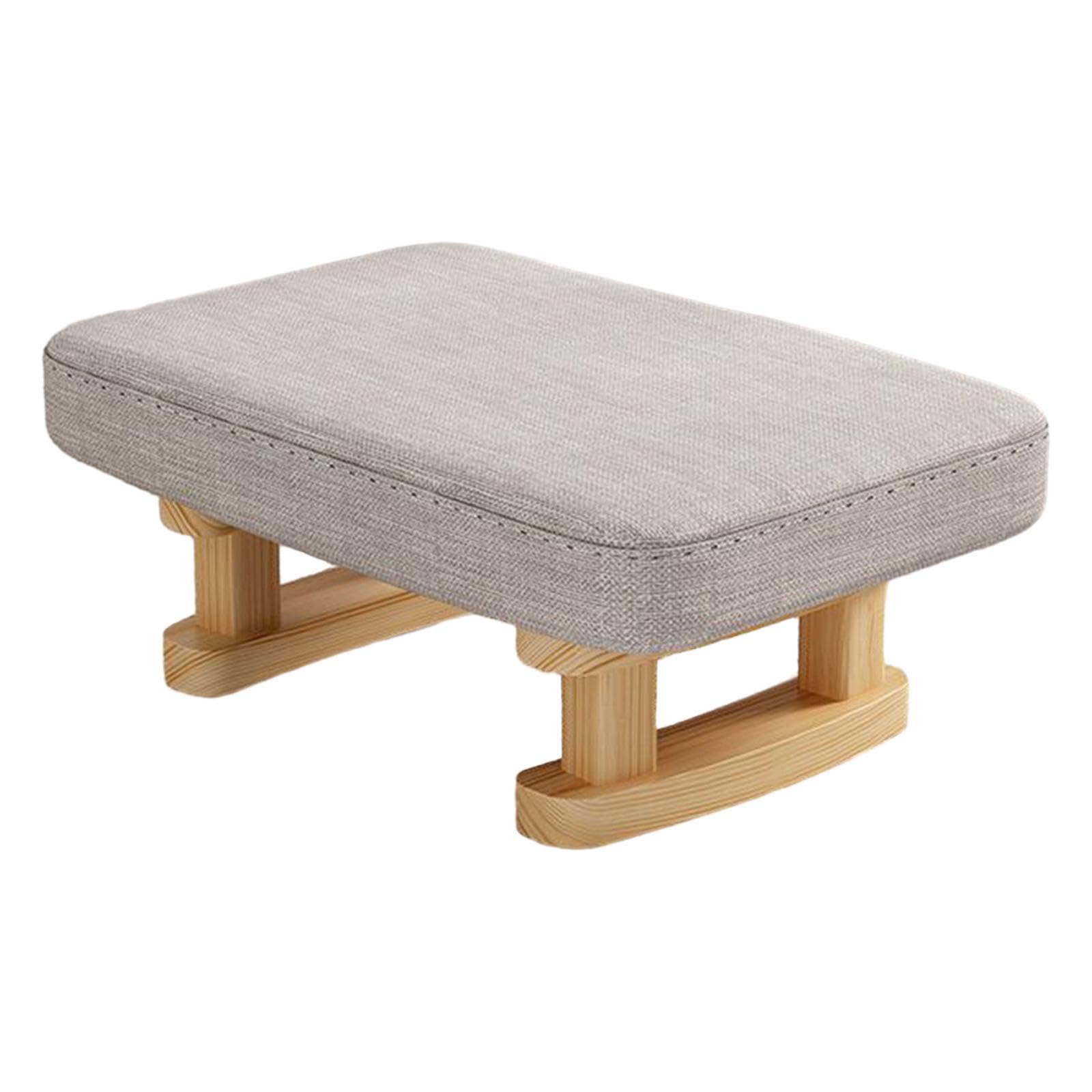 Rectangle Step Stool Footrest with Wooden Legs for Dining Bedroom Desk gray| Ottomans, Footstools & Poufs|Home & Garden-image-40