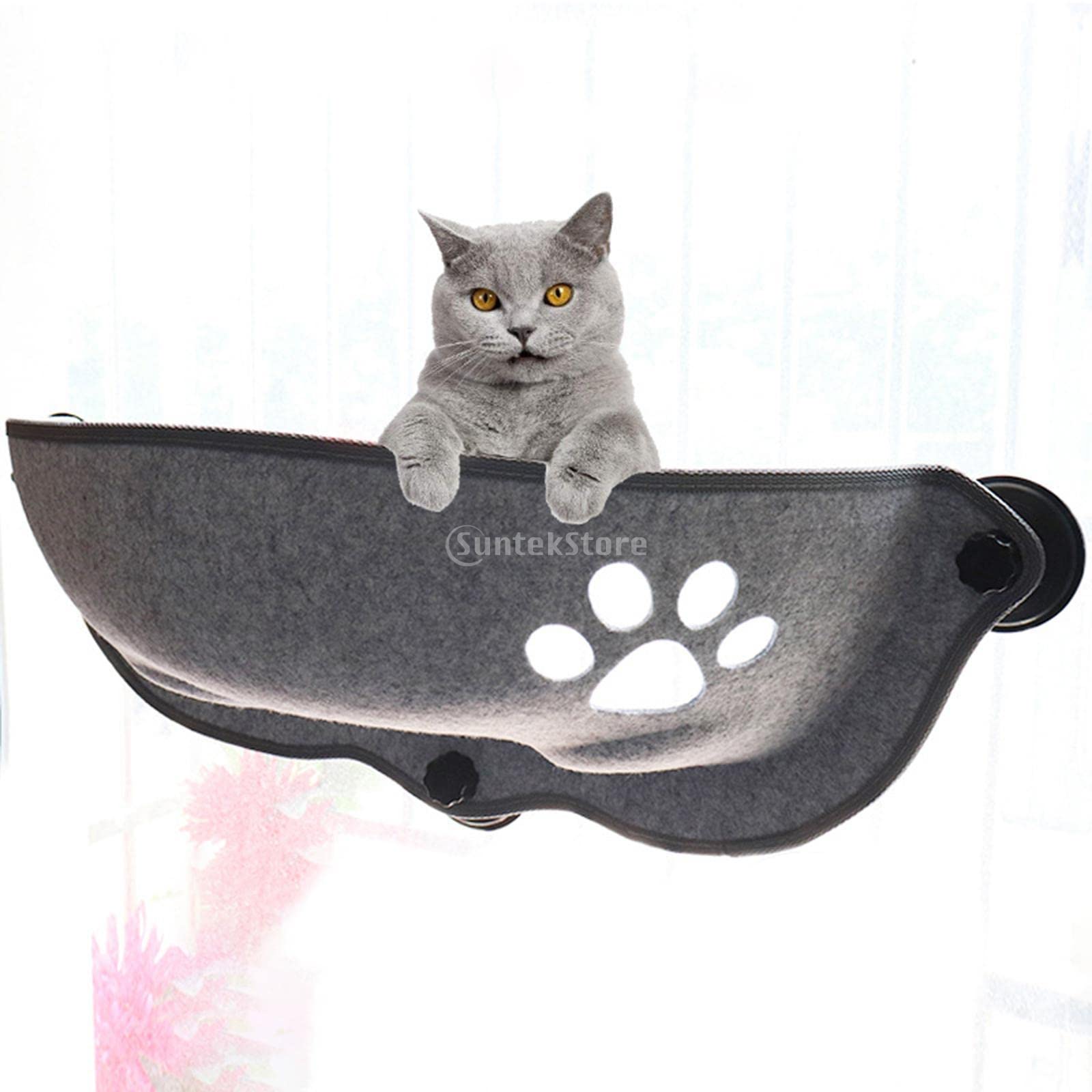 Cama para Gato Ventana Hamaca Repisa Percha Montada en Cristal con Ventosas y Tornillos Incluidos de Fieltro Acogedor Adecuada para Tomar el
