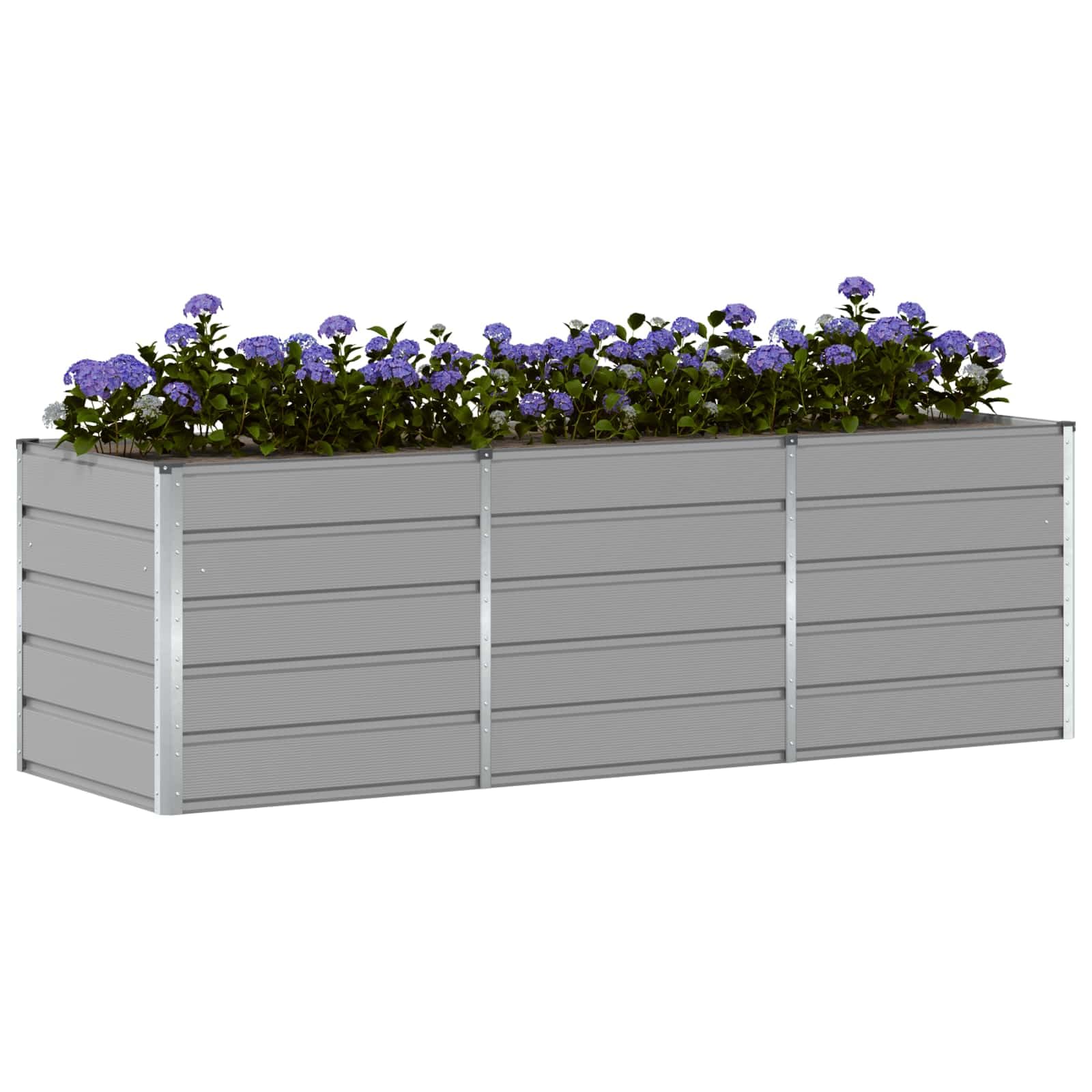 Donica Jasnoszary 240 x 80 x 75 cm Stal nowoczesna donica ogrodowa tarasowa wytrzymała stal industrialny design minimalistyczny pojemnik na rośliny duża ozdoba zewnętrzna i wewnętrzna łatwy montaż