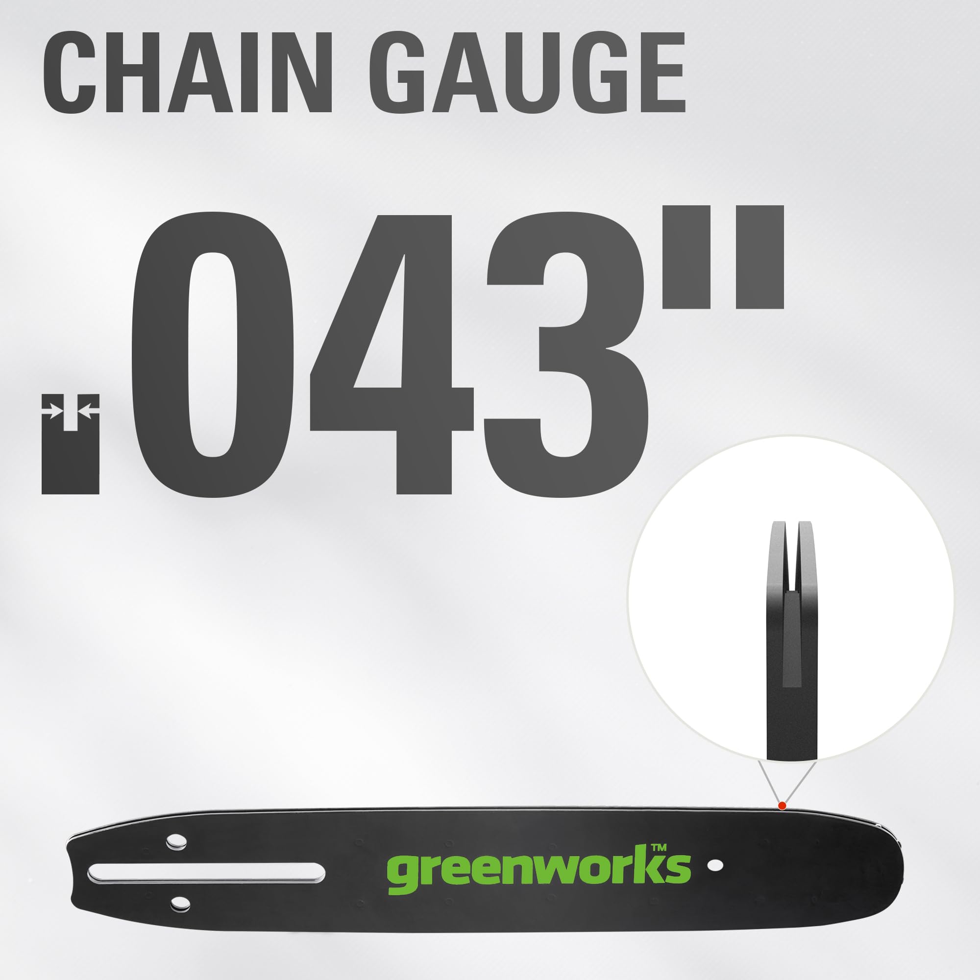 Greenworks Combo de barra y cadena de repuesto de 12 pulgadas, calibre de 0.043 pulgadas