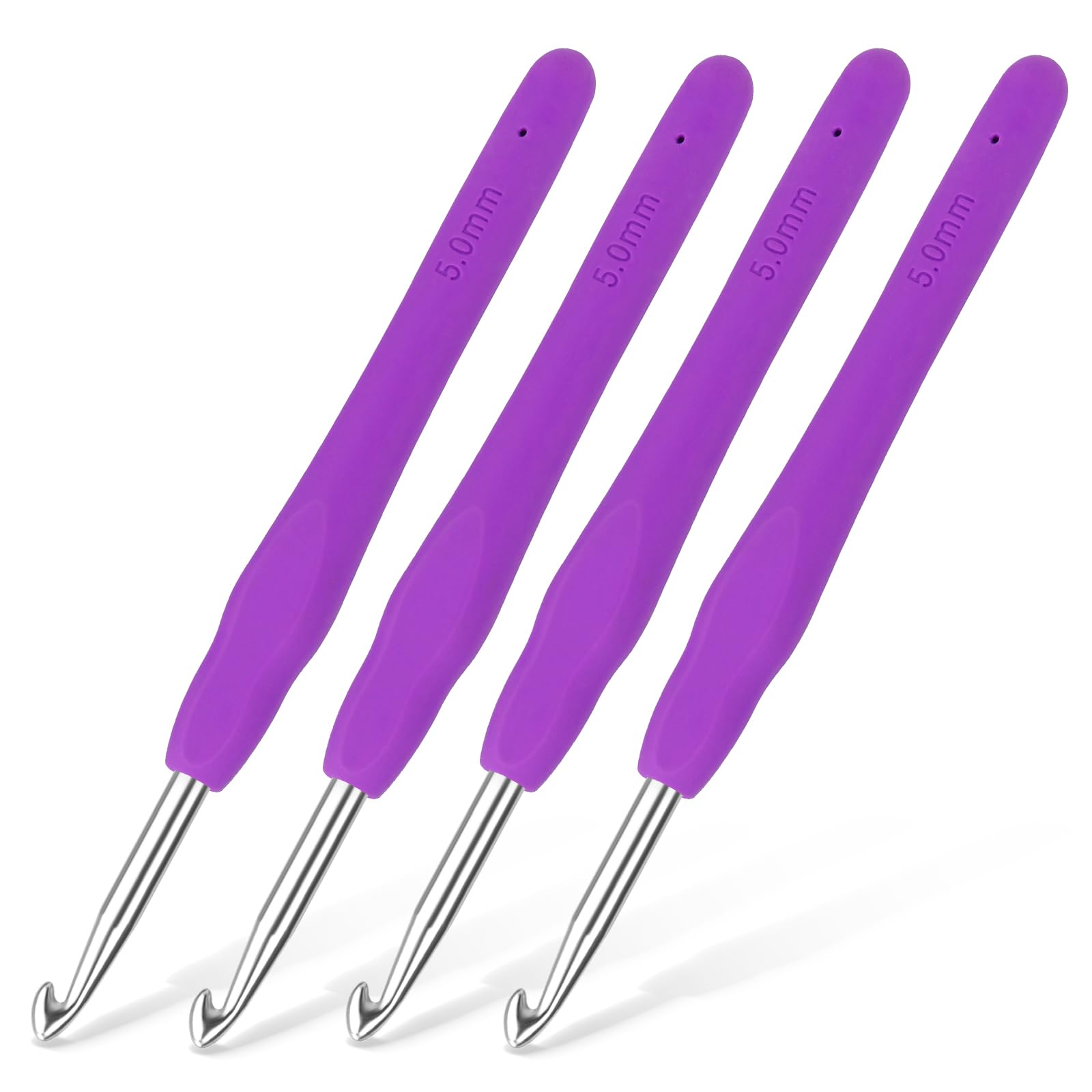 Iuuidu 4PCS 5.0mm SizeH Crochet Hooks, Ergonomic Handle Crochet Hooks