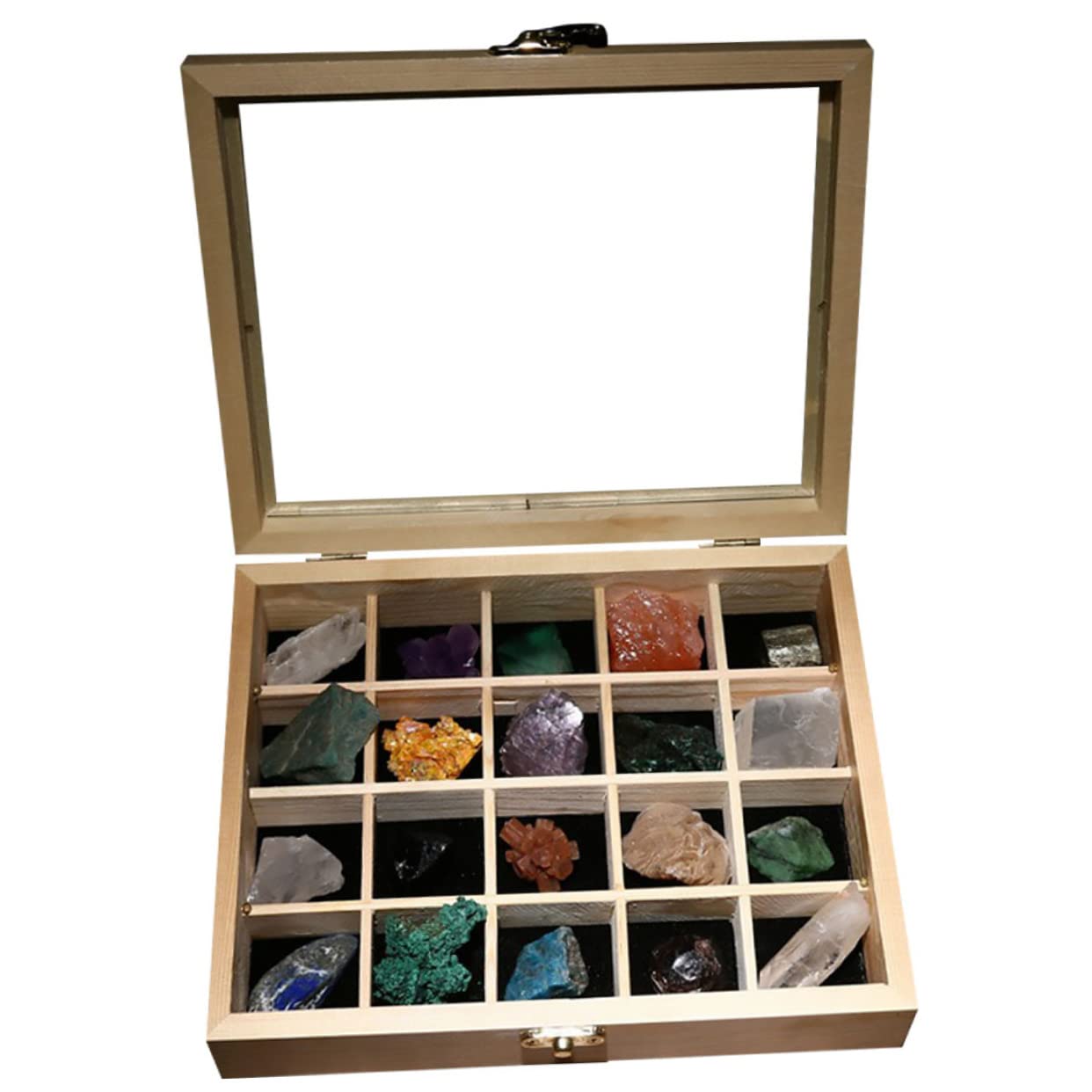 HOODANCOS Minerals Crystals Collection Box 20 Natural Ore Stones Stone Samples for Jewelry Making