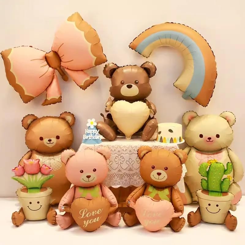 Image of Atpata Funky Sitting Teddy Bear Love You Heart Jumbo Foil Balloon Decoration for Valentine Day, Baby Showers, Baby Arrivals, Love, Spouse Birthday, etc. (Pink)