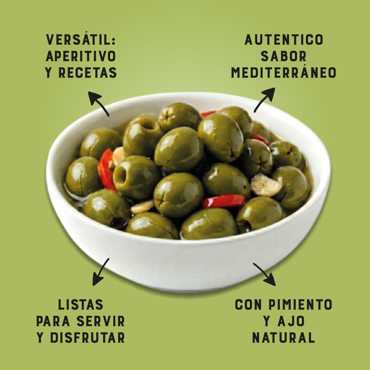 Capricho Andaluz Aceitunas Partidas Chupadedos Lata 4,1kg (2,5kg Escurrido) Aliño Tradicional Ajo Pimiento Profesional