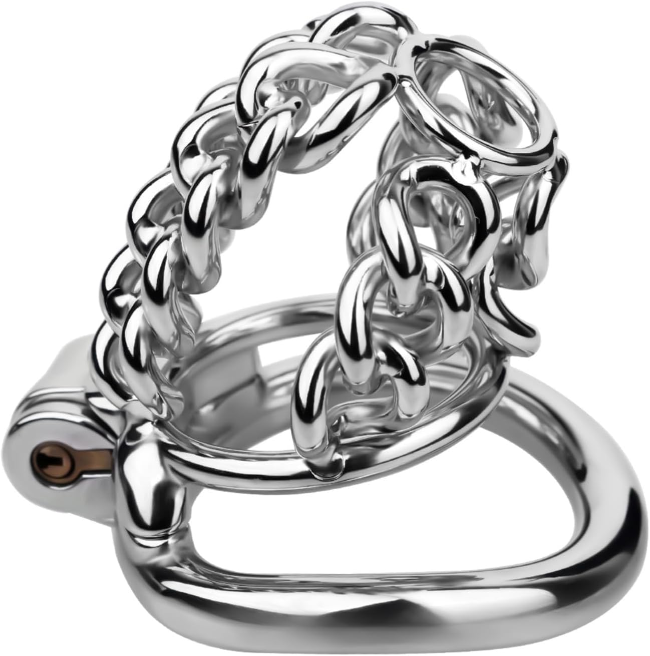 Steel Chastity Cage Men Breathable Cock Cage with Invisible Lock and Keys, Metal Chain Chastity Device Lock SM Bondage Penis Cages Adult Men Sex Toy (1.97IN Ring)