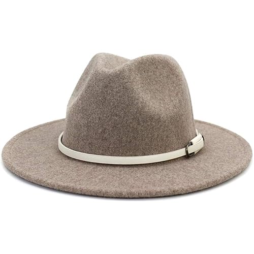 Lisianthus Women Wool Wide Brim Belt Buckle Fedora Hat