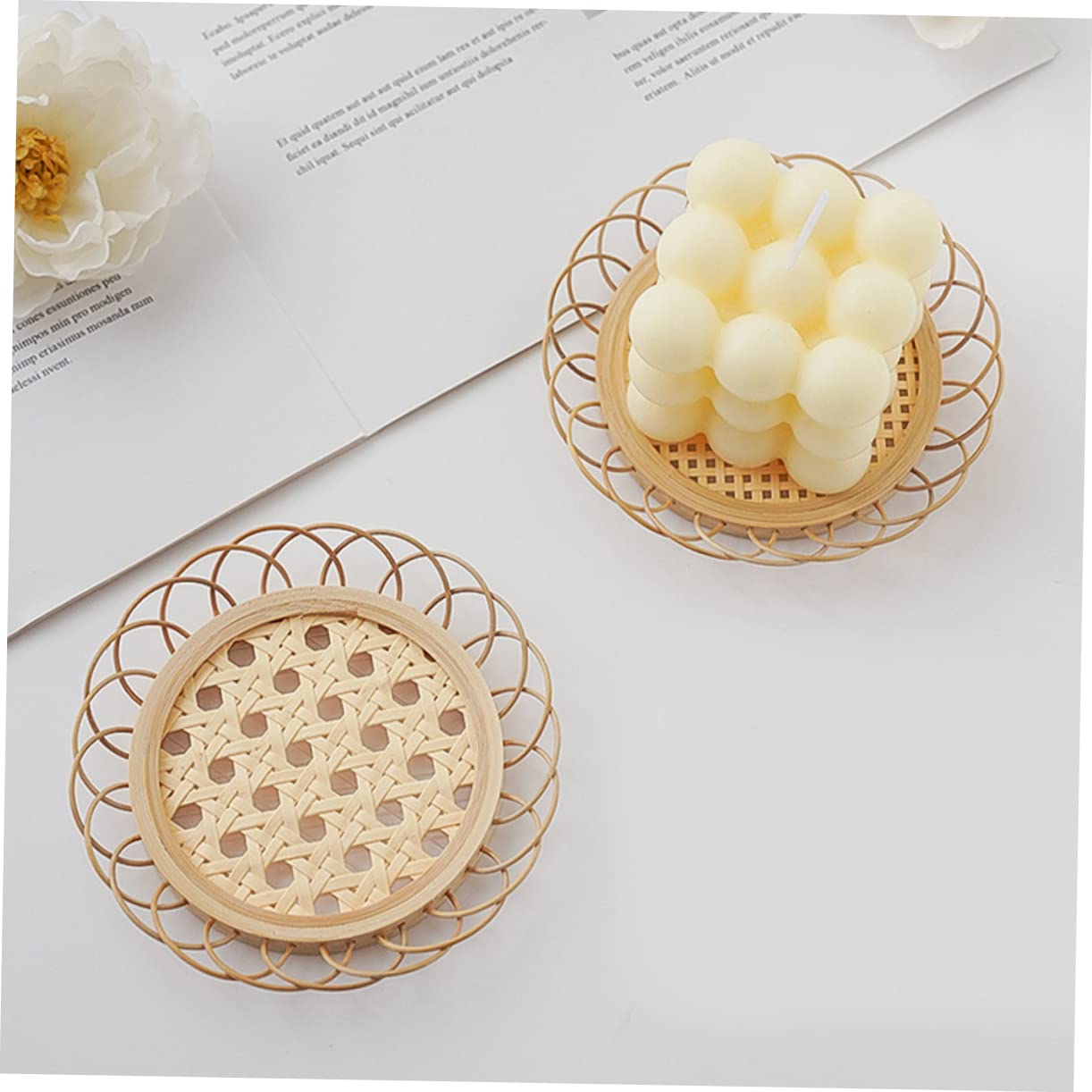 Alipis 5 Series Posavasos De Bambú Absorbente Plato Bebidas Largo Redondo Tapete De Mesa para El Hogar Alfombrilla Antideslizante para Tazas Colchoneta Beige 4 Piezas X 5