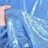 DUOBAO Sequin Fabric by The Yard Sparkly Blue Sewing Sequence Material Little Mermaid Fabrics Quilting Flip Sequins for Wedding Dress