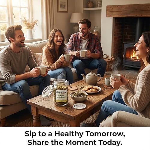 Miniatura 3 de Grindstone, té orgánico de hierba de limón y jengibre, colección de té de bienestar, té de infusión de hierbas de hojas sueltas, sin cafeína, tarros