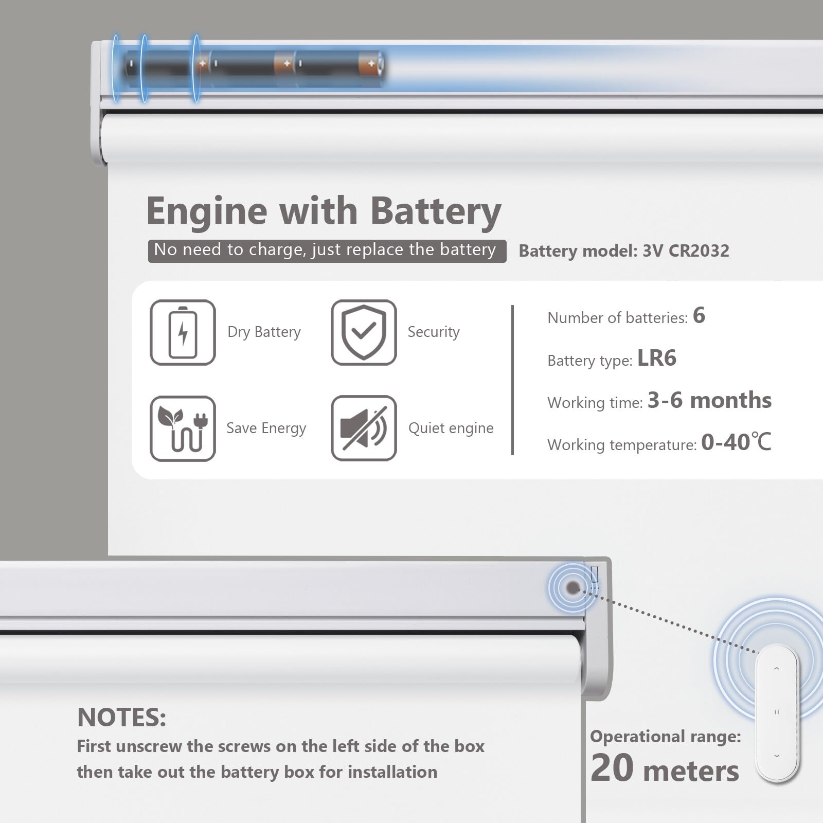 Grandekor Motorized Blinds with Remote Control, Liter-Filtering Roller Shade Electric Shades Cordless Smart Blinds for Bedroom Living Room Office,White(Light-Filtering),W34xH72
