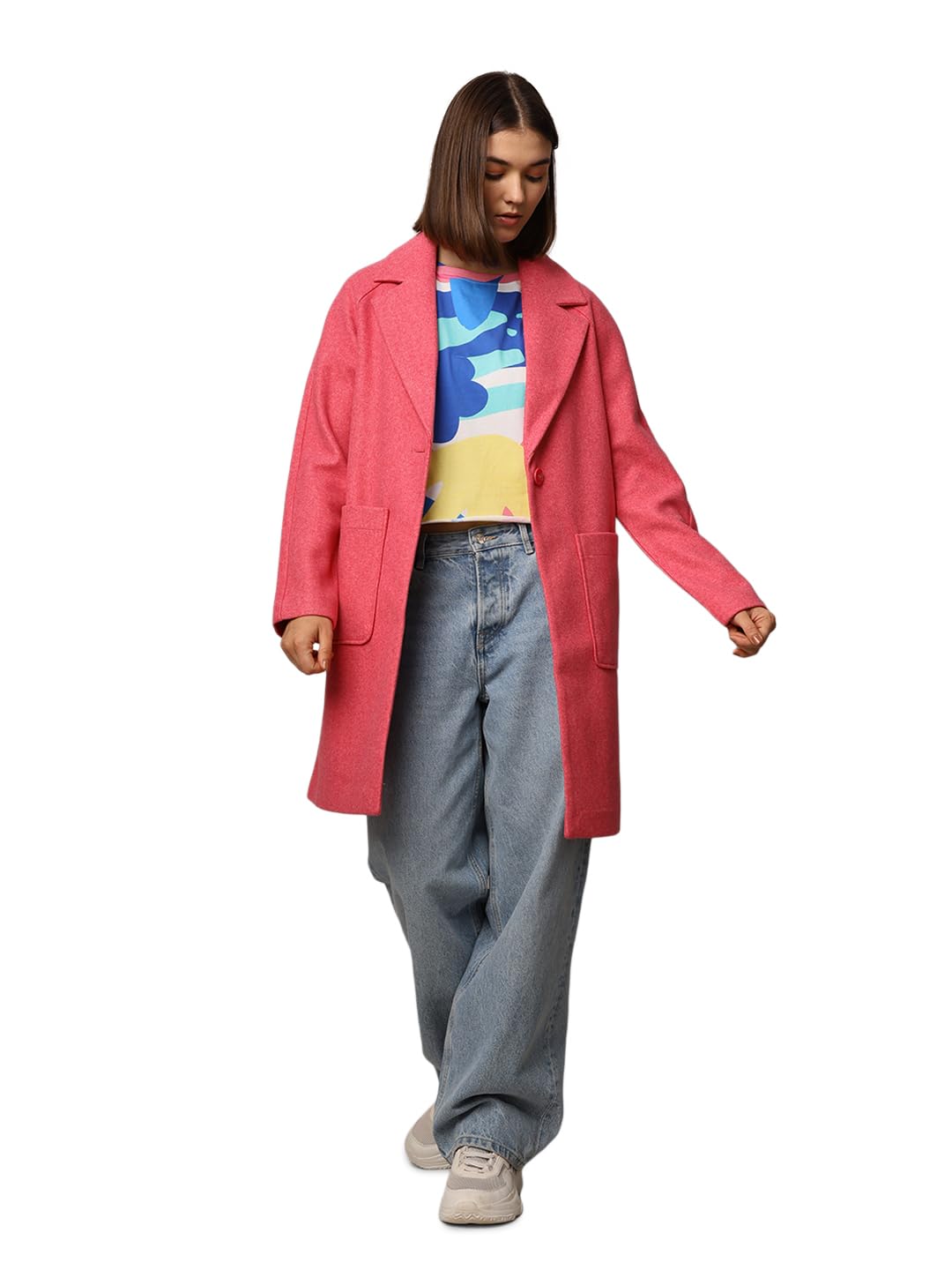 only Women's Polyester Blend Long A-Line Coat-picture-23