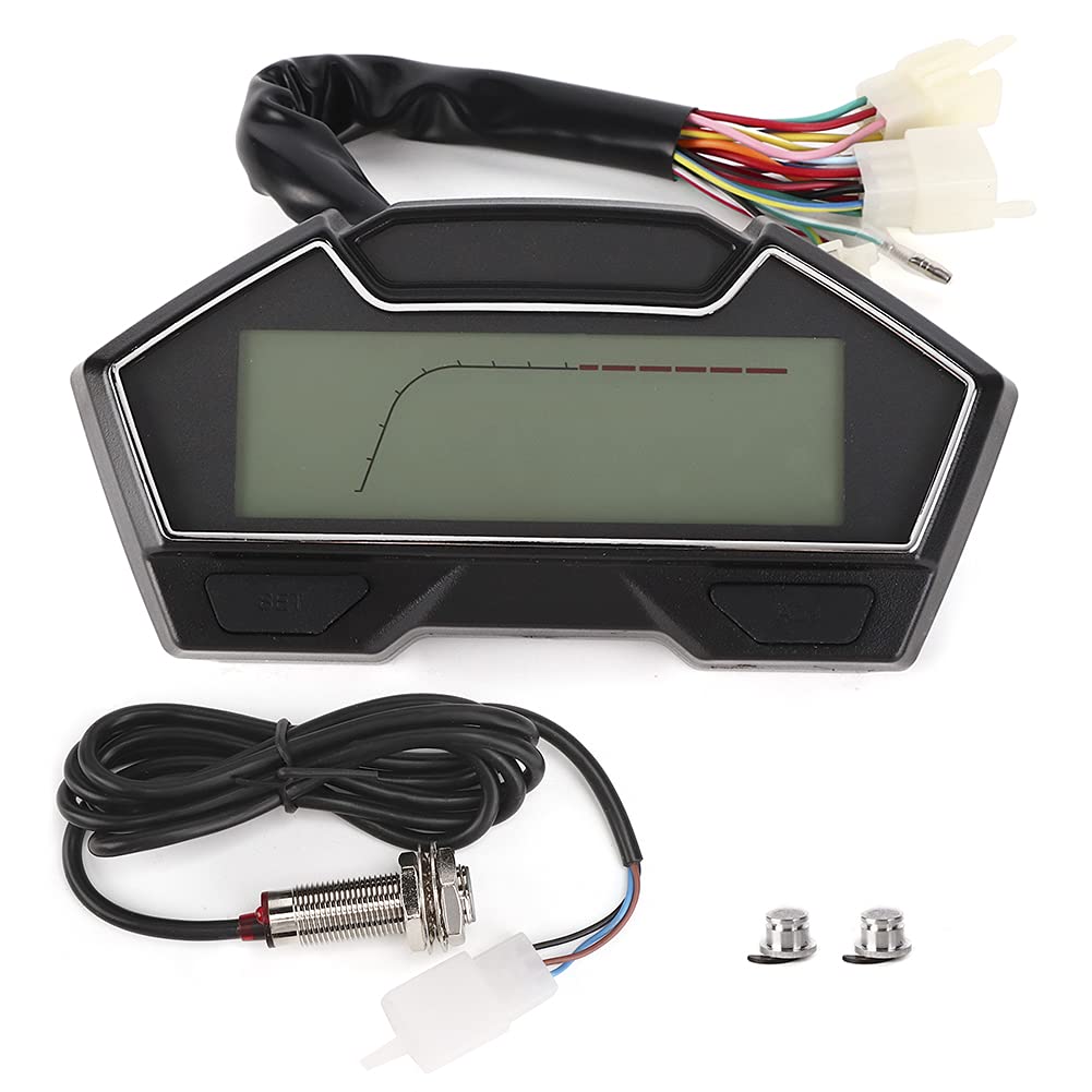 Contagiri Contachilometri Contachilometri 12V per Motocicli, Indicatore Digitale Multifunzione LED Display quantità Carburante, Adatto a Tutti i Motocicli, Applicabile