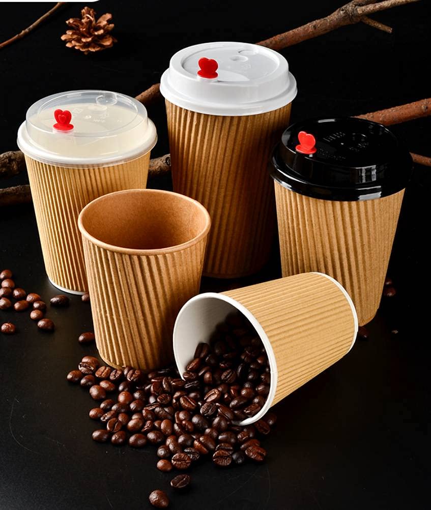 Lot De 100 Gobelets En Papier Kraft 360 Ml - Résistants, Anti-gouttes - Pour Fêtes, Barbecues, Bureau - Design Naturel