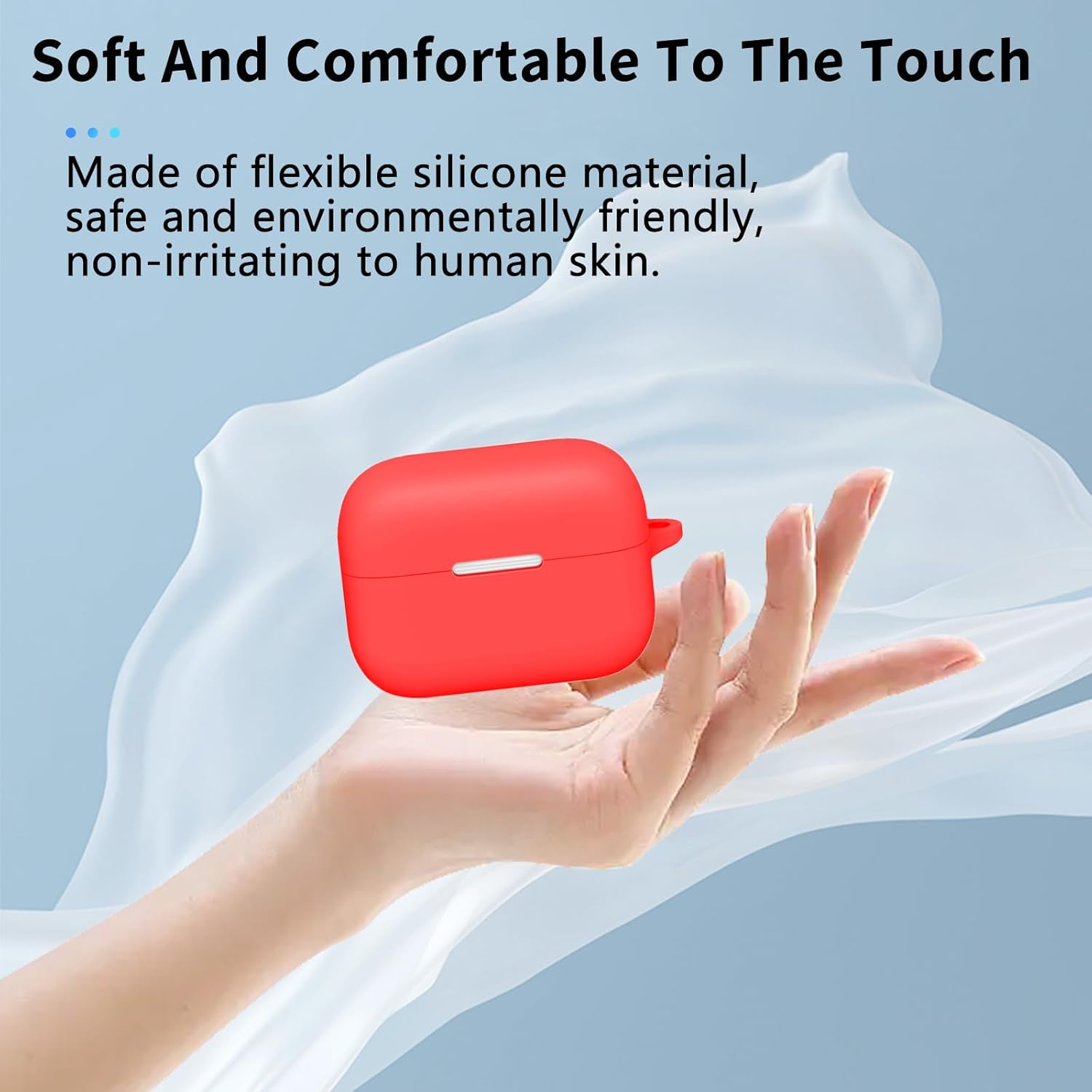 for Anker Soundcore AeroClip Case Cover,NOUKAJU Earphone Protective Cover(with Carabiner + Lanyard) Drop-Proof,Scratch-Proof,Shock-Proof,Case for Soundcore AeroClip(Red) - Image 4