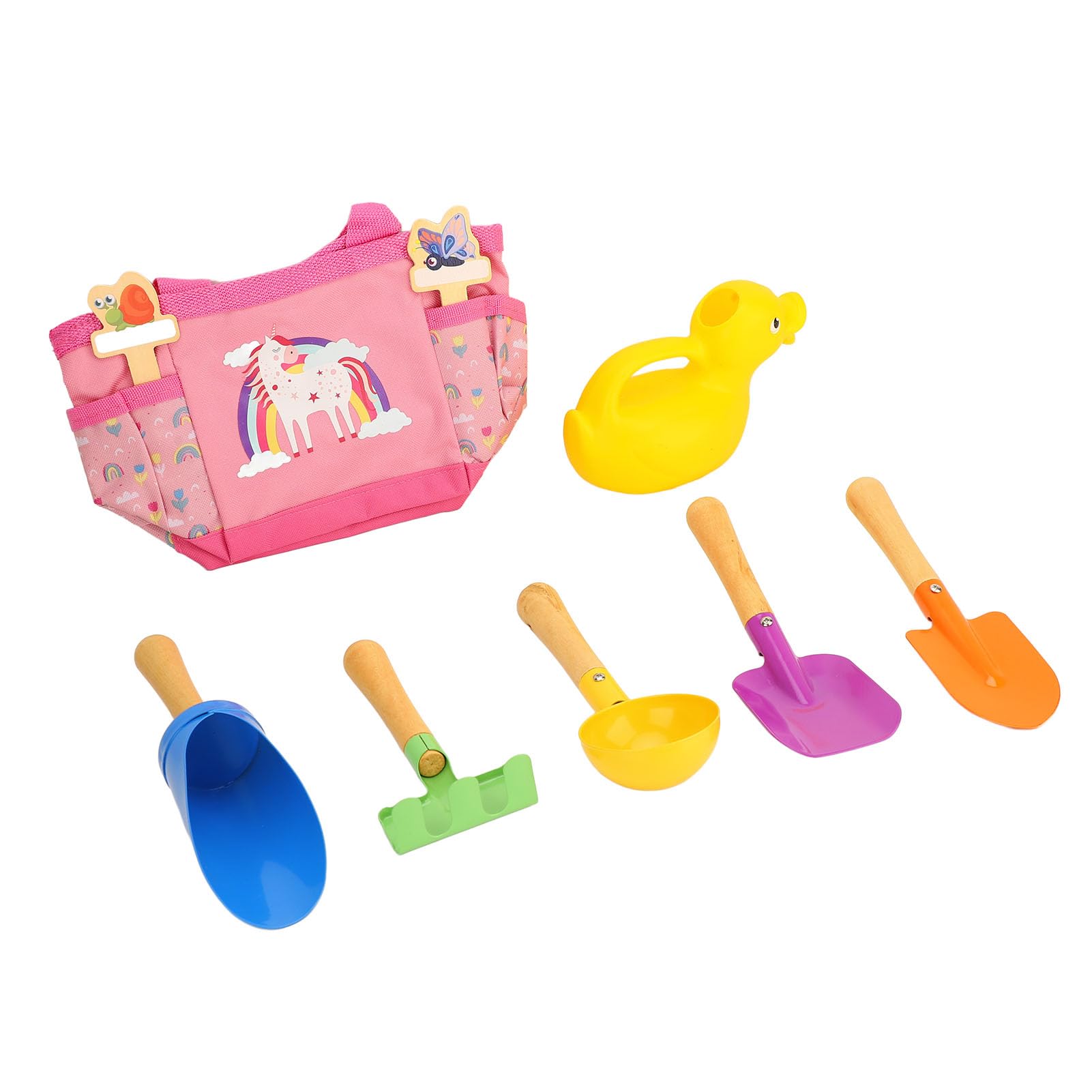 Herramientas de jardinería para niños juguetes de madera playa bolso rosado