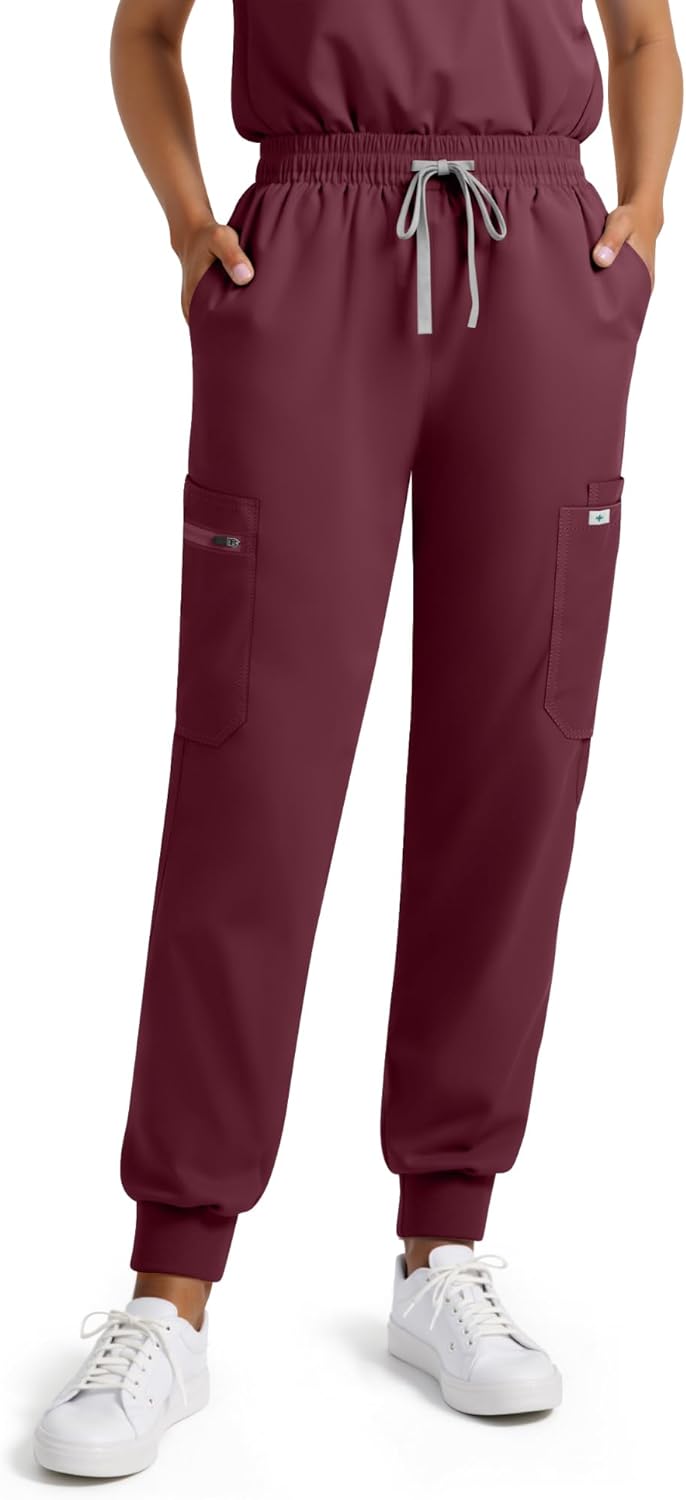 Eadflie Scrubs for Women Set - Stretch Medical Uniform Scrubs - Slim Fit Top & Cargo Pant Scrubs Set with 11 Pockets Workwear - Image 8