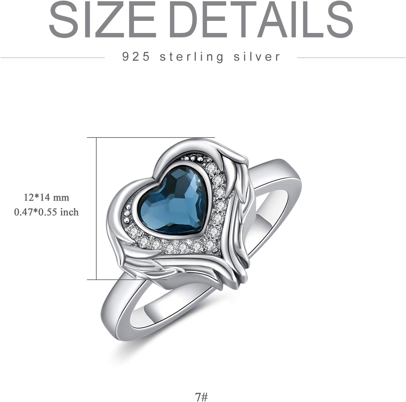 AOBOCO 925 Sterling Silver Angel Wings Heart Cremation Ring Holds Loved Ones Ashes, Heart Urn Ring for Ashes for Women, Memorial Keepsake Ring Embellished with Crystals from Austria - Image 5