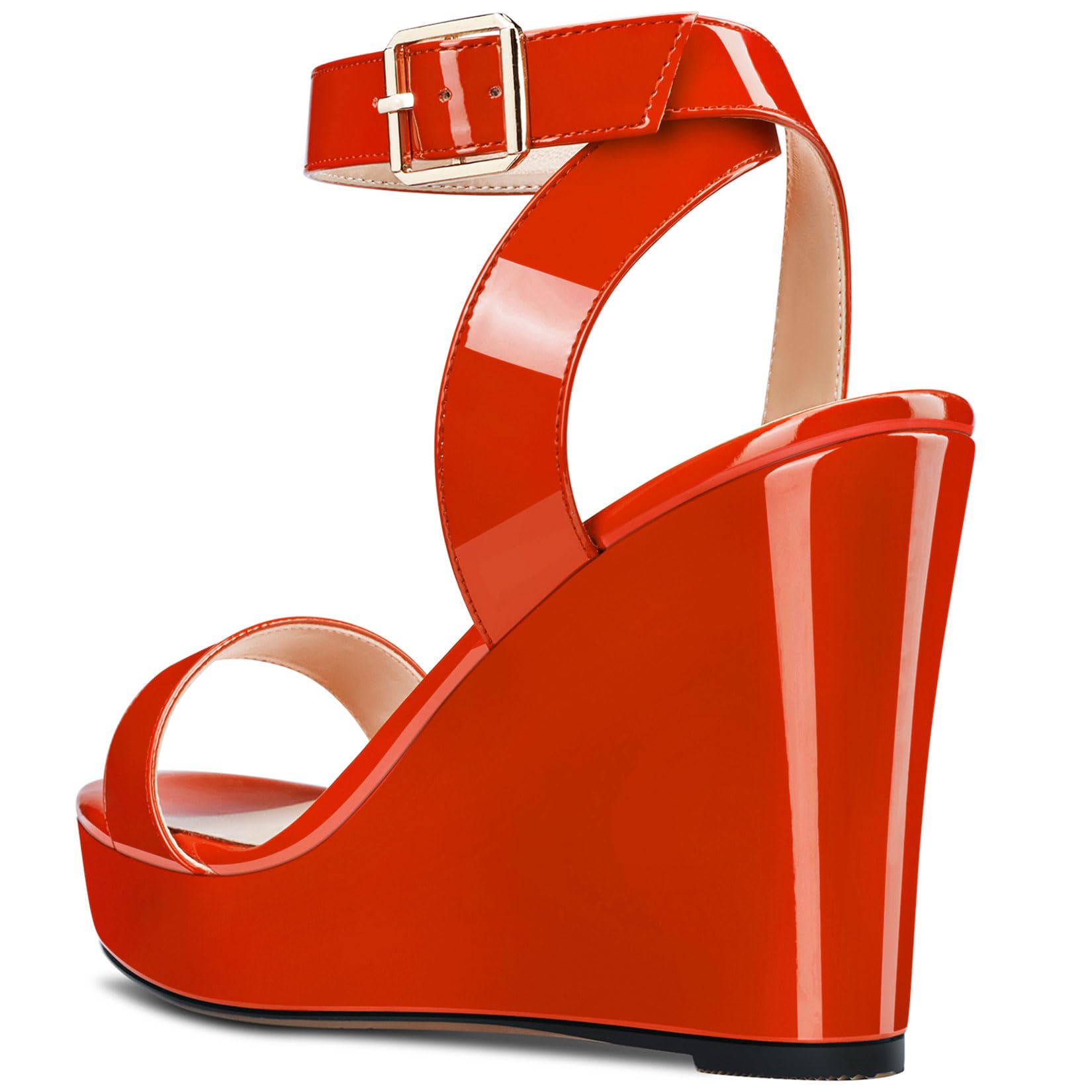 NobleOnly Mujer Abierta Punta Alto High cuña esparto Heel Plataforma Correa Tobillo Sandalias Cierre con Hebilla Dress Baile Zapatos 10 CM Heels