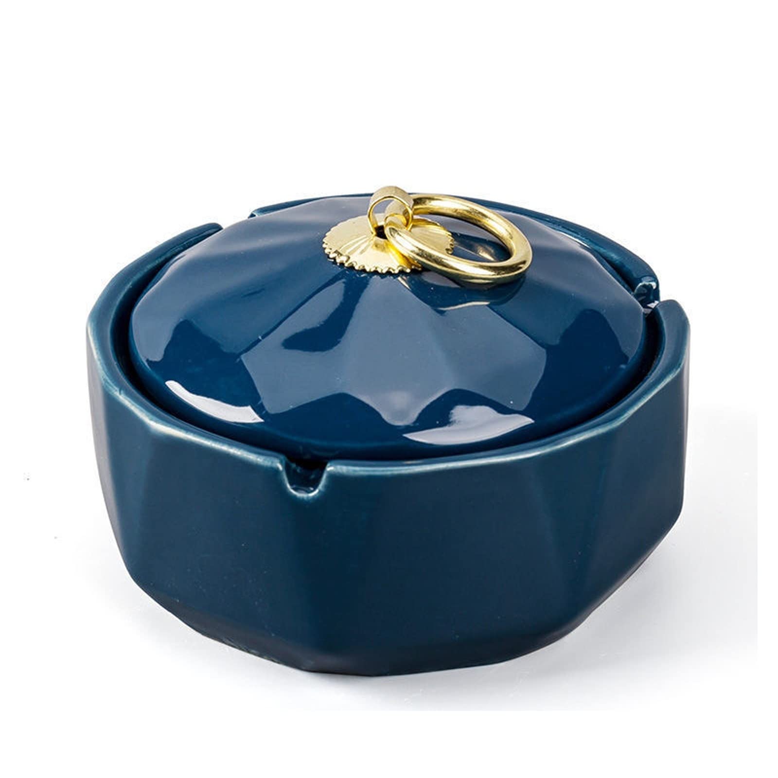 ashtray， Windproof Ceramic Ashtray with Lid,Cigarette for Indoor Outdoor Use,Desktop Smoking Ash Tray(Blue 1)