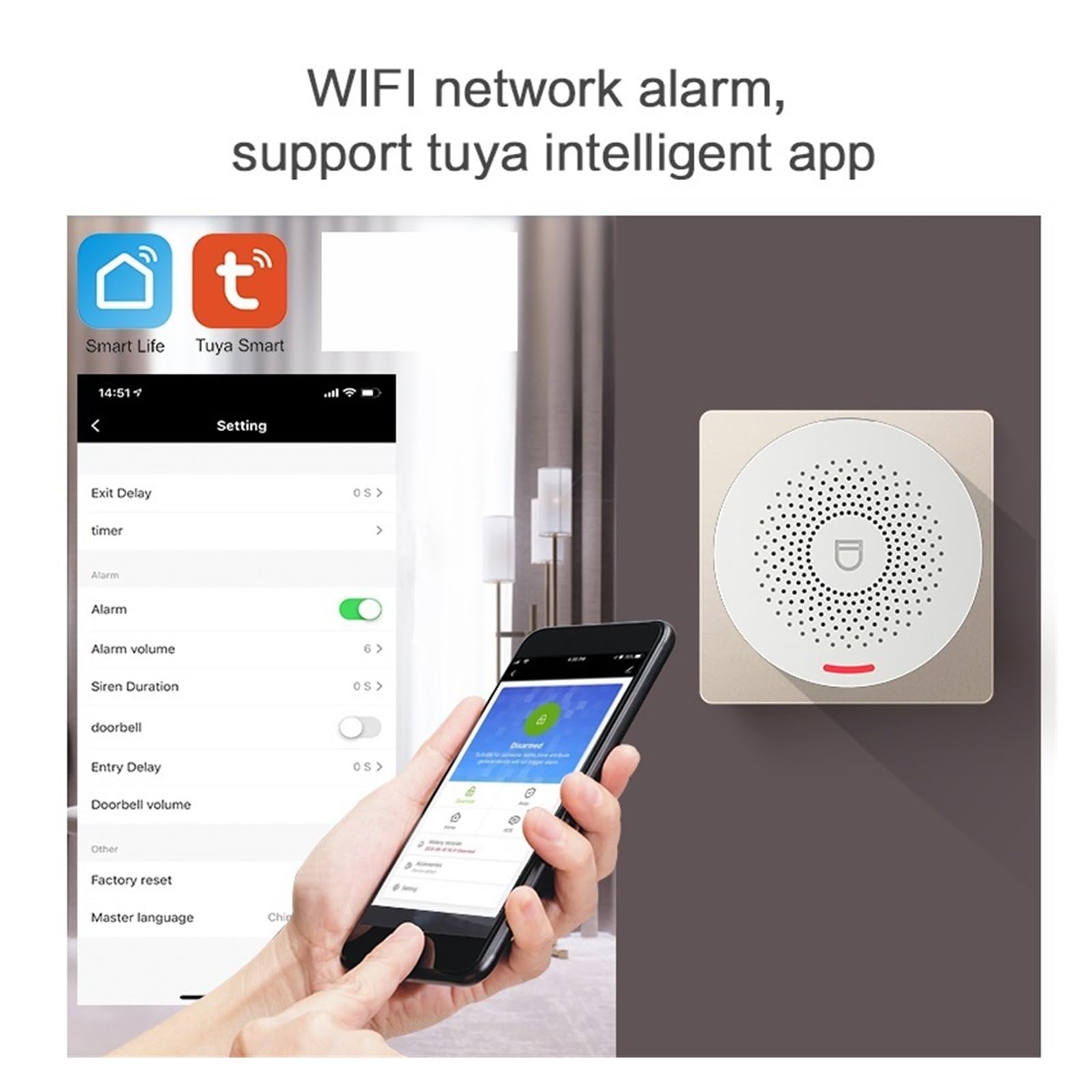 Sistemi Sicurezza Casa di allarme WiFi Kit antifurto sicurezza wireless con rilevatore movimento Sensore porta Smart Life App Home(O)
