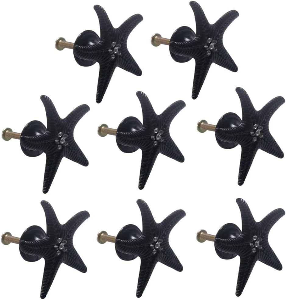 luluxing 8 Pieces Ocean Beach Theme Crystal Starfish Handles Starfish