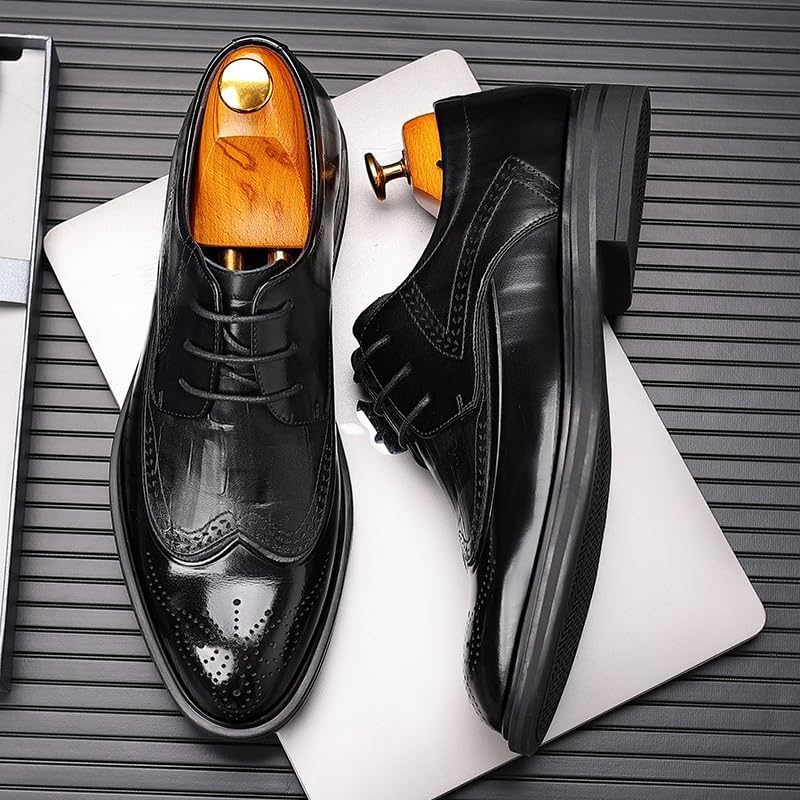 Men Leather Oxford Dress Shoes Round Toe Block Heel Rubber Sole Non Slip Party Italian Luxury Comfortable Wedding Office Business Formal Elegant3