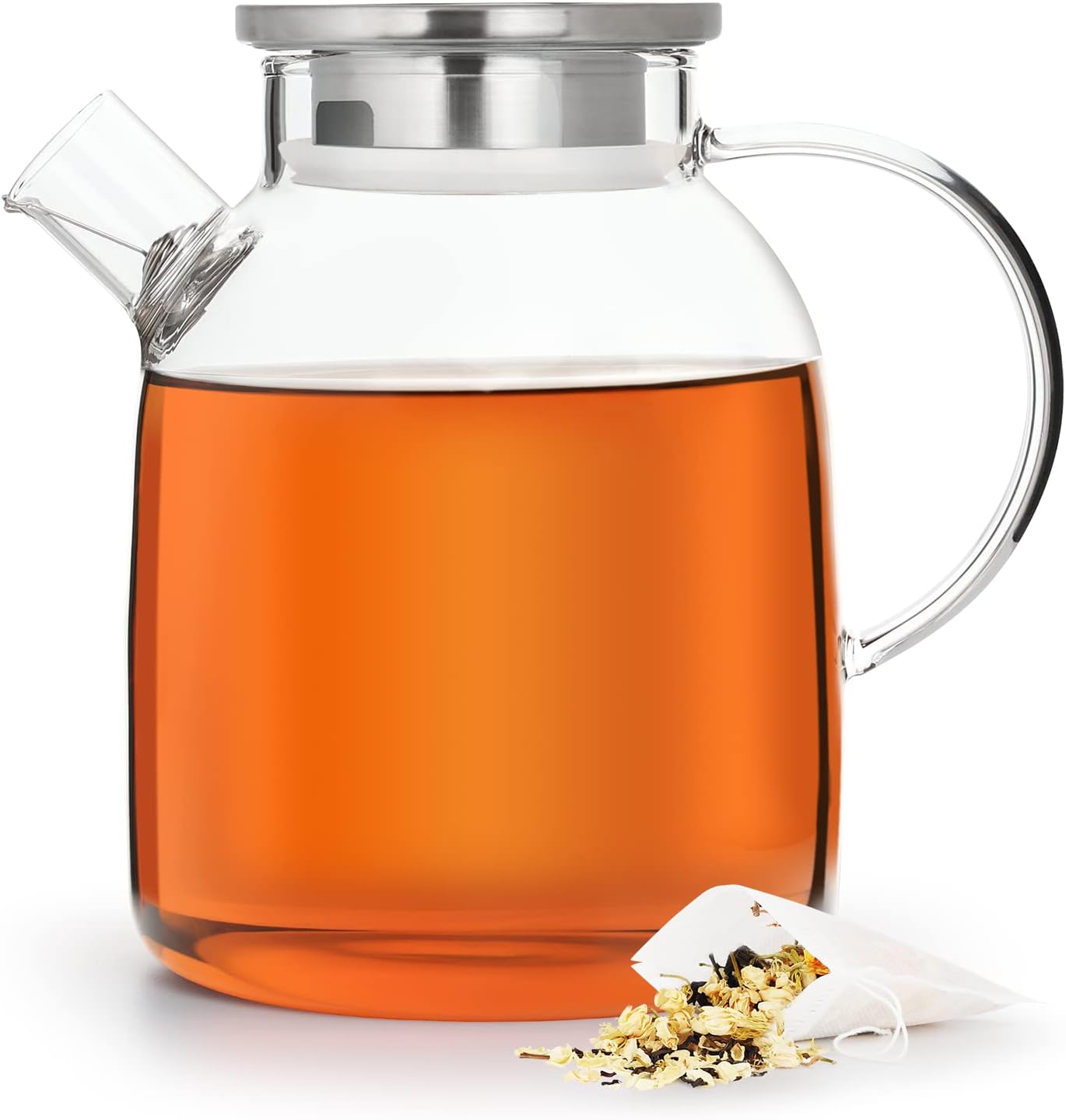 Tortoise IT Stovetop Safe Clear Glass Teapot with 50 Pcs