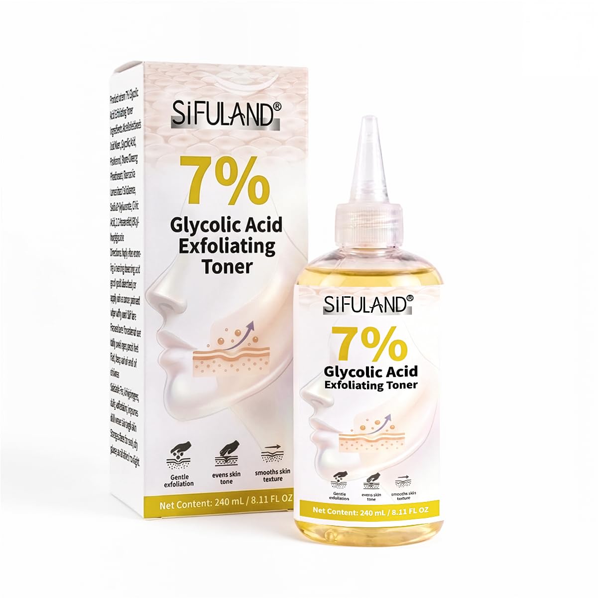 7% Glycolic Acid Exfoliating Toner 240ml | Gentle Exfoliating Toner | Brightening & Smoothing Daily Face Toner with Hydrating Formula, Pore Minimizer for Even Skin Tone