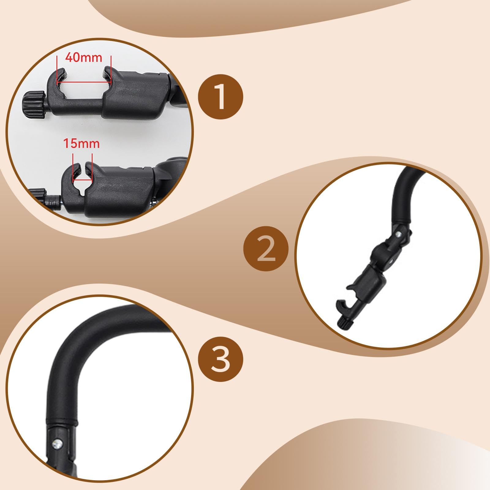 Handlebar Universal Accesorio de Barra de Repuesto para Cochecito Brazo Ajustable en Altura Fácil de Instalar y Limpiar Hecho de PP y Cuero