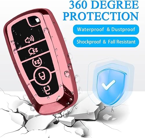 Miniatura 5 de MILD EAST Funda para llavero de Ford con llavero, carcasa de TPU suave, protección completa de 5 botones para Ford Explorer, Mustang Bronco, Fusion
