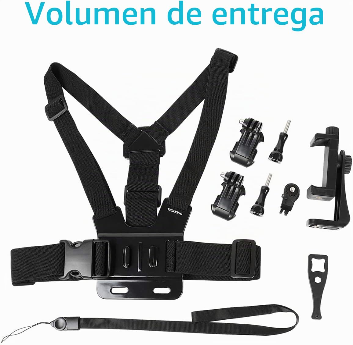 PellKing Soporte para teléfono móvil con arnés de Montaje en el Pecho, Correa para teléfono Celular, Clip para cámara de acción POV para Samsung iPhone Plus, etc