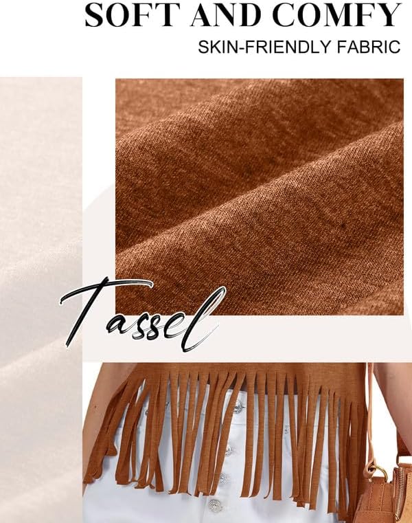 Women Graphic Tees Western Shirts Vintage Cowgirl Fringe Shirt Country Concert Tops Short Sleeve - Image 6