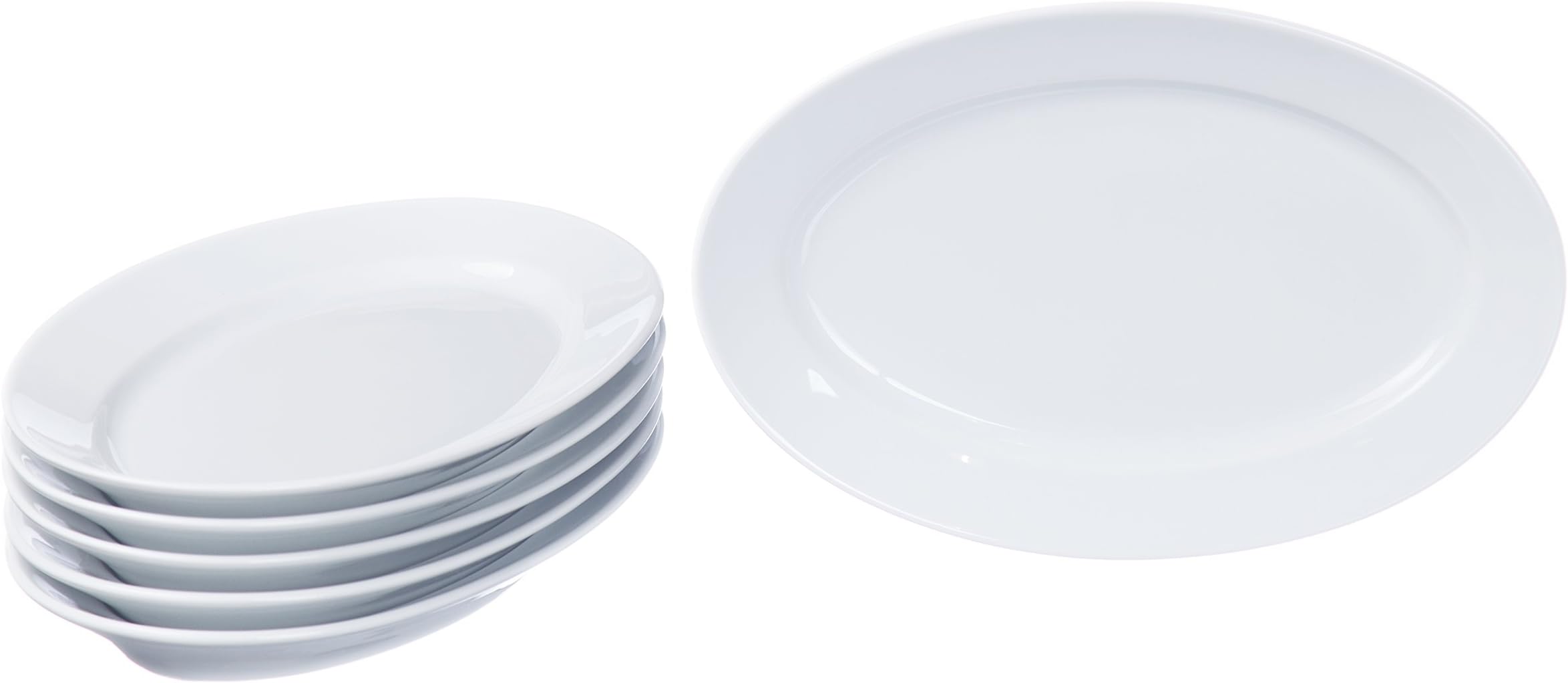 Oval Serving Platters, Serving Dishes, Serving Plates Set, Trays for Parties (3 size), Real Durable White Porcelain, Restaurant&Hotel Quality, 6 Pieces Set, 9.4'' x 6.2''