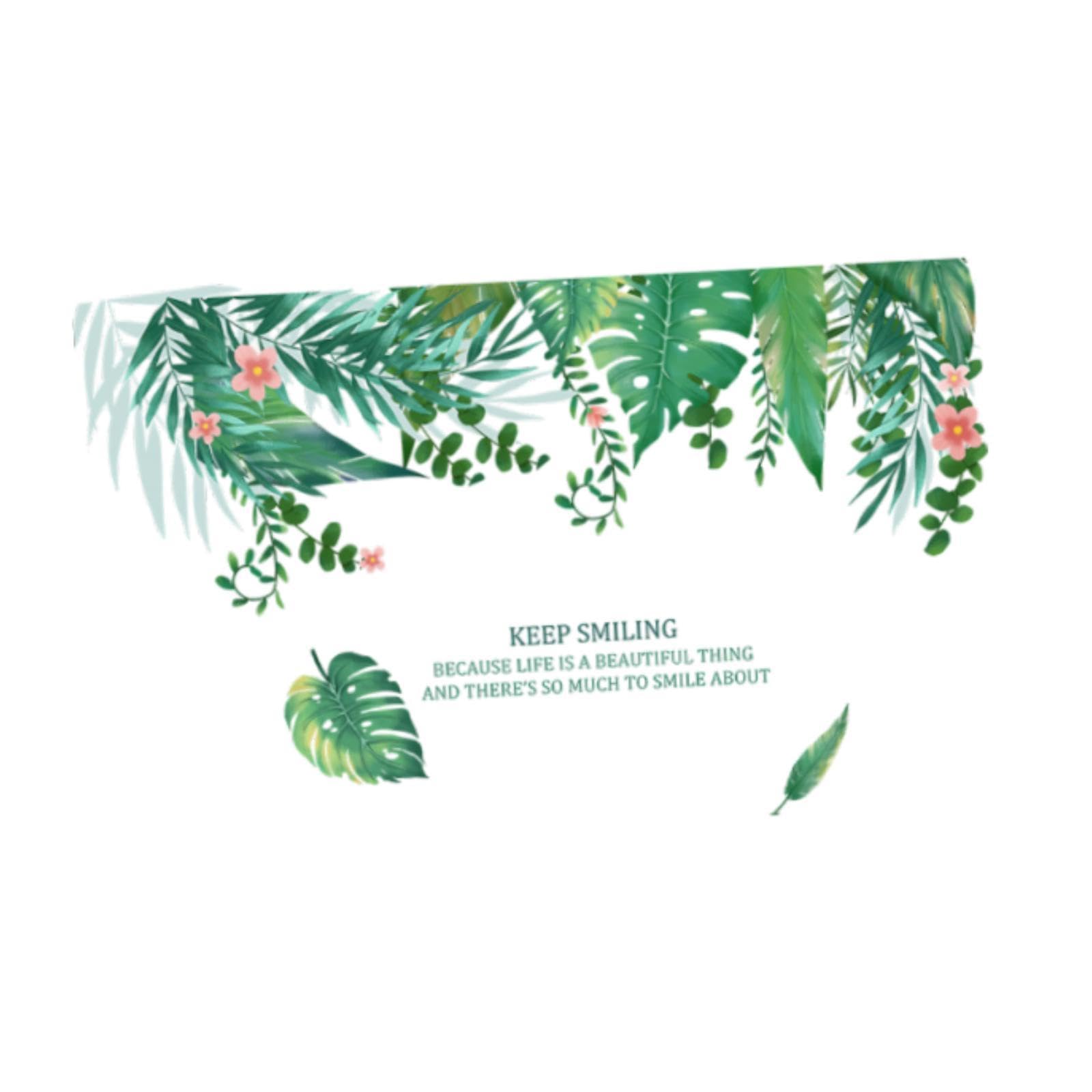 2 pieces pvc wallpapers bedroom background tropical green leaf wall stickers