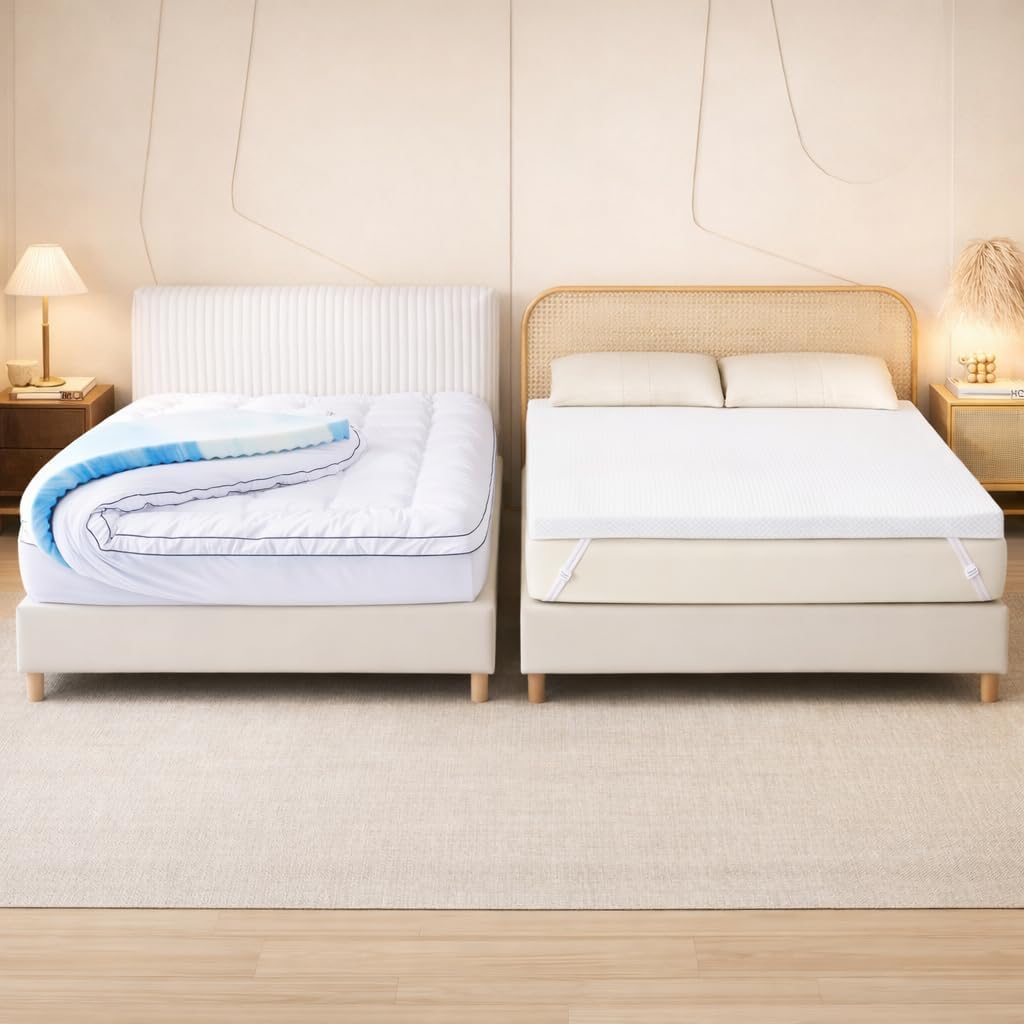 3” & 4” Twin Size Mattress Topper Bundle – Dual Layer Cooling Memory Foam Set for Master & Guest Bedroom, Pressure Relief, Soft Support, Breathable Bed Upgrade