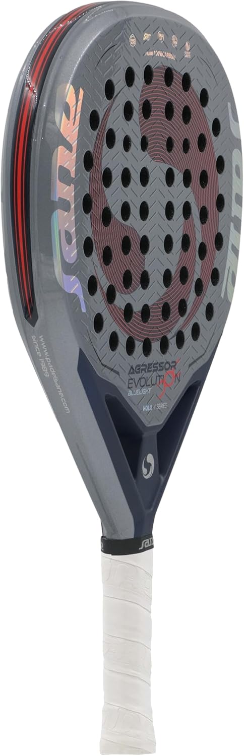 SANE Aggressor Evolution BlueLight Padel Racquet, 355+/-10 g, NanoGraf Fiber, Pro Touch Core