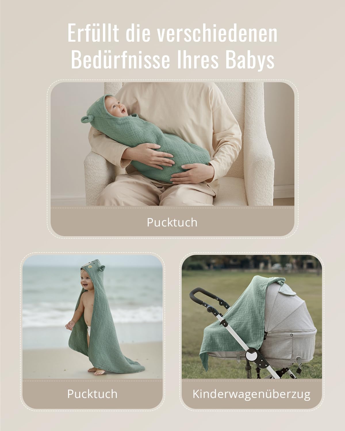 Blissful Diary Cape de Bain Bébé en Muslin – Serviette de Bain Bébé Douce et Absorbante, Sortie de Bain à Capuche, Mixte, 81x81 cm – Dinosaure