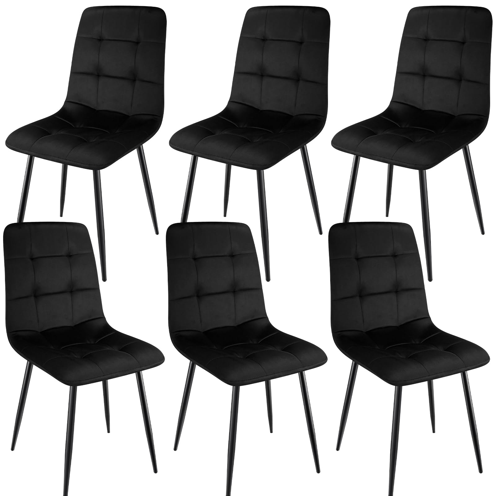 Gepolsterte Esszimmerstühle 6er Set mit hoher Rückenlehne – Holländisches Samtdesign für Wohnzimmer und Empfangsraum, el