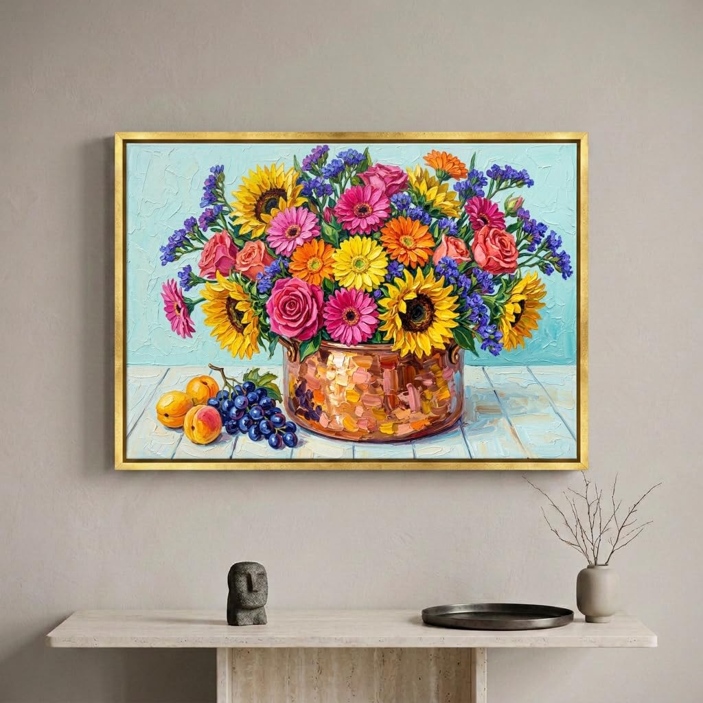 PAPER PLANE DESIGN Large 3D Textured Floral Canvas Painting Framed Art-image-26
