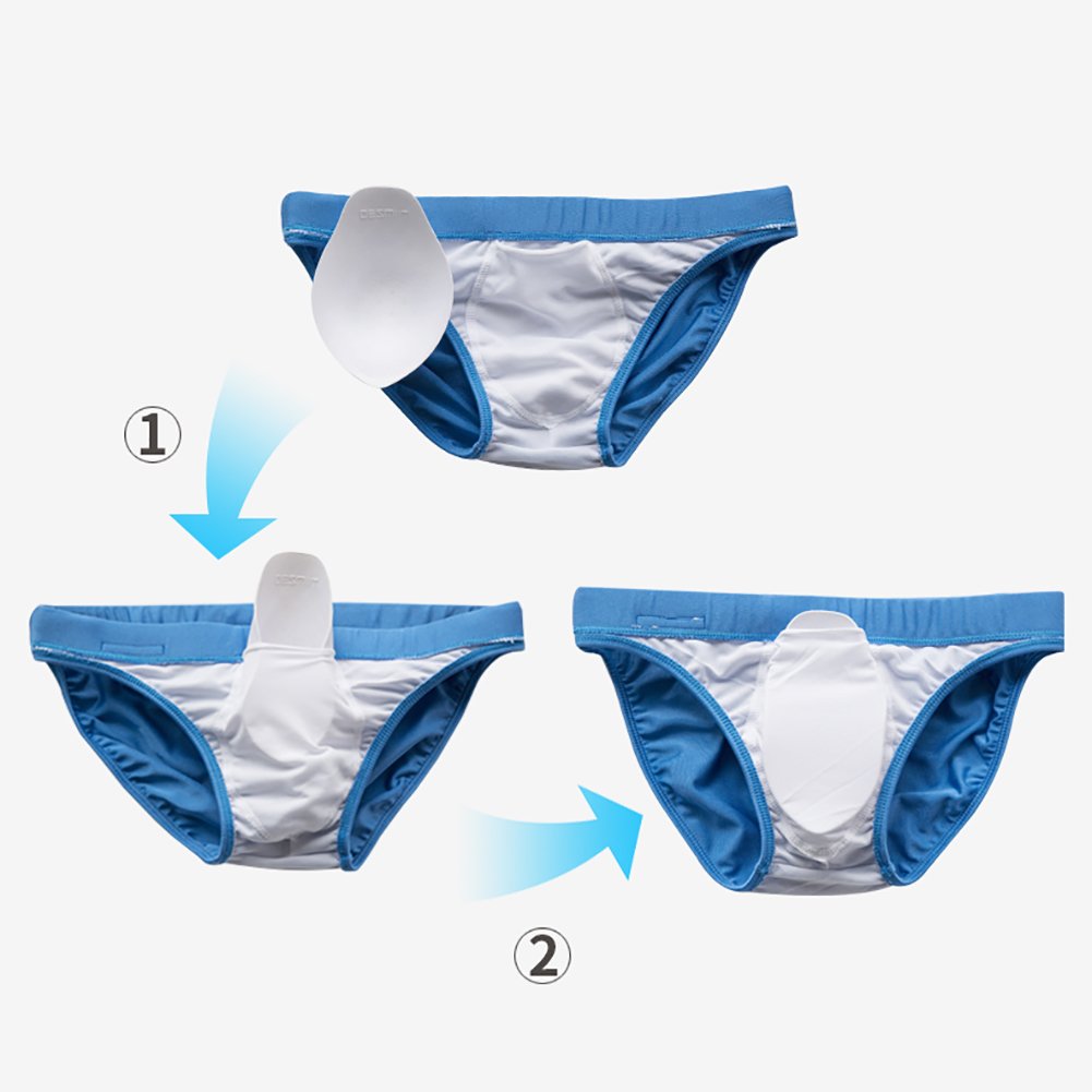 GOGOHOT Men's Sunbath Swimwear Push up Cup Pad Inner Swim Brief White