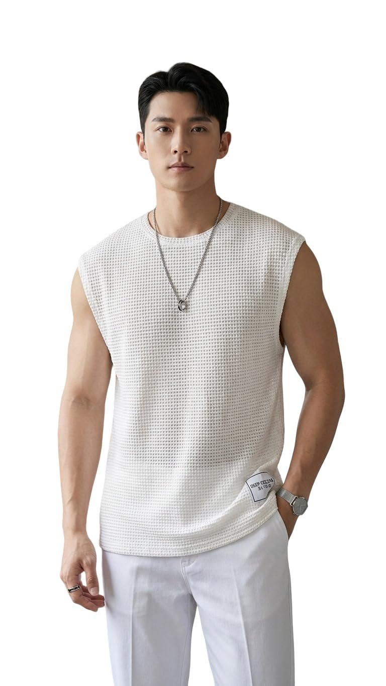 Men’s Premium Cotton Blend Sleeveless Vest Pack of 2 – Round Neck Lightweight Breathable Tank Tops, Casual Wear & Summer Comfort Pack of 2 (White-2XL)-image-37