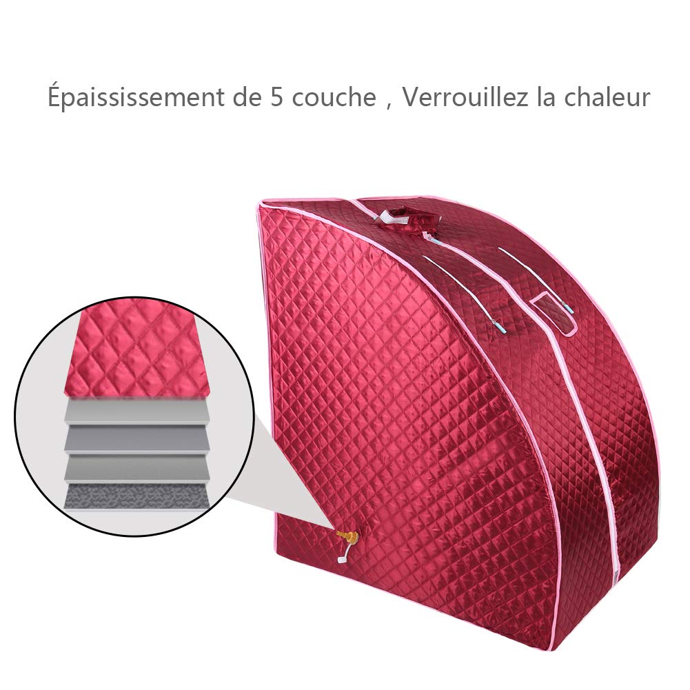 Cabina Sauna a vapore Sauna domestica in casa Bagno di vapore portatile a casa Mobile Sauna Spa (Rosso)