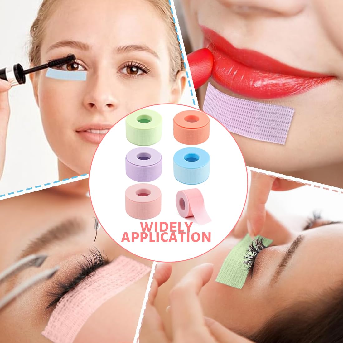 5 Piezas Cinta Cosmética Cinta De Maquillaje Transpirable Cinta Cosmética De Sombras Precisa Accesorio De Maquillaje Para Maquillaje De Ojos Cejas Extensiones Pestañas 2,5cm x 9m (5 Colores)