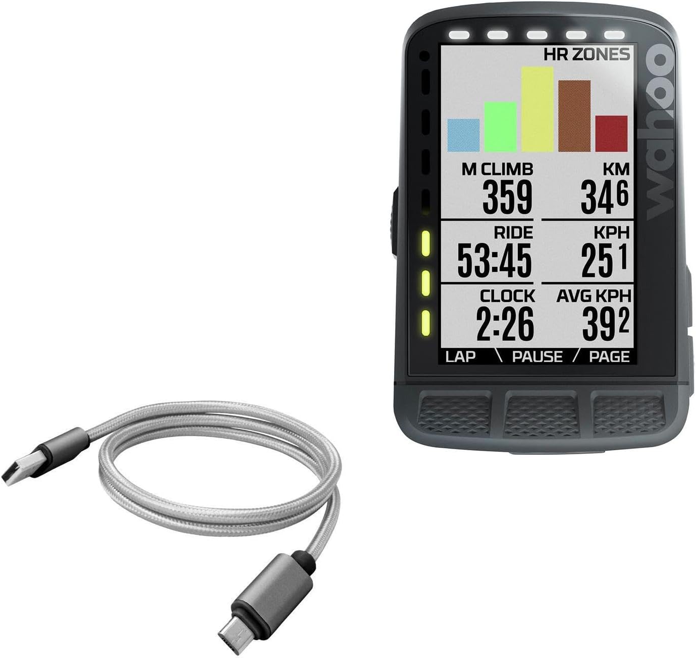 BoxWaveCable Compatible with Wahoo ELEMNT ROAM V1 (2019) - Micro USB DuraCable, Braided Micro USB Charging Cable - Space Grey