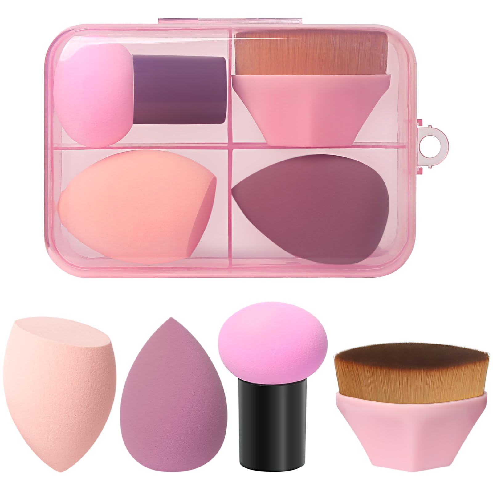SruidyLady 4-Piece Reusable Makeup Sponge Set, Beauty Sponge for Liquid Foundation Powder & Sunscreen