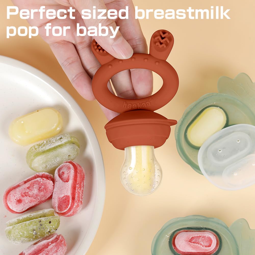Haakaa Baby Fruit Food Feeder & Large-Palm Baby Teether Combo