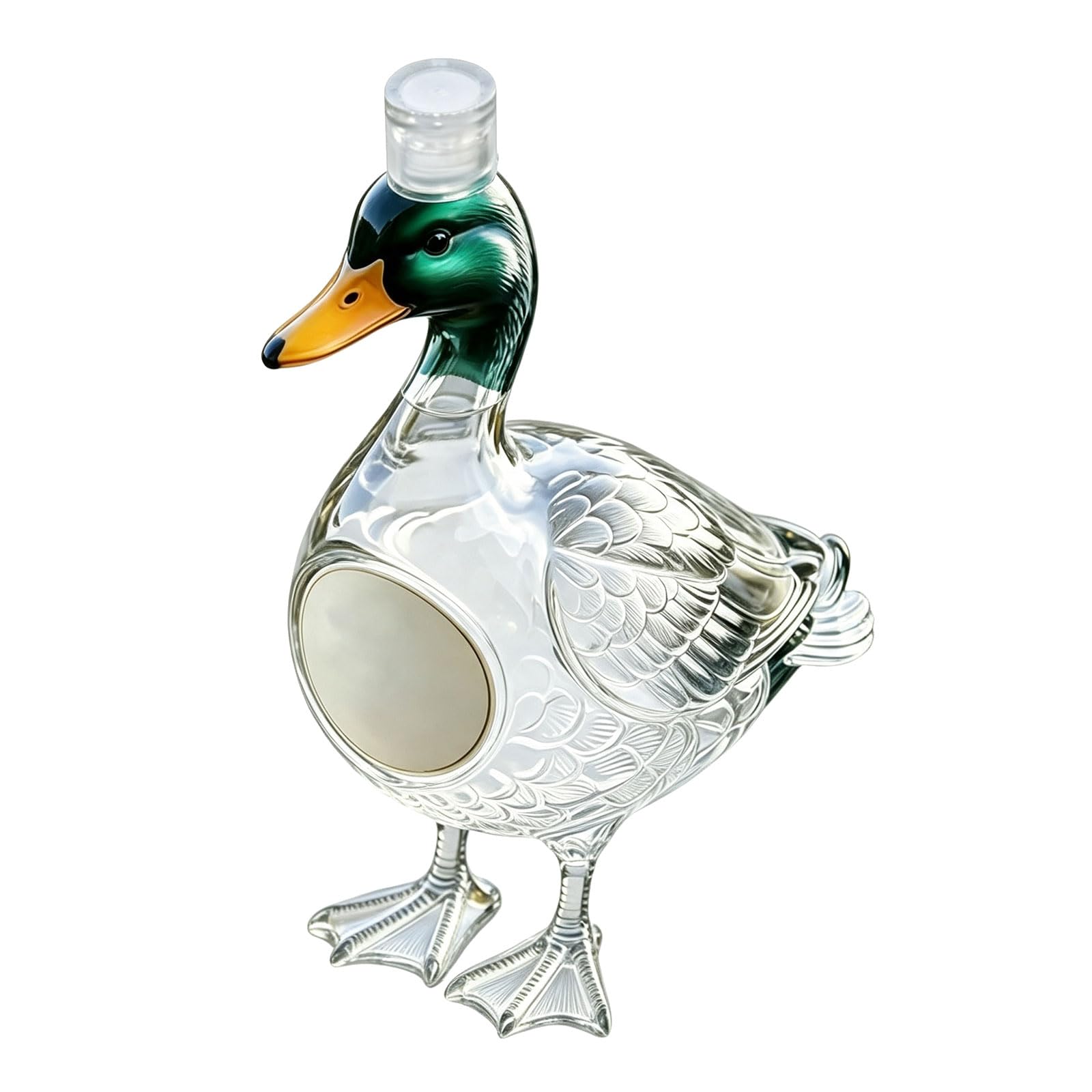Pangboer A Tabletop Liquor Server Bird Form Glass Decanter Bottle With Cap For Shelf Display Bourbon Brandy Vodk Rum Ccent Bottle Embossed Glass Pour Vessel Lounge Centerpiece