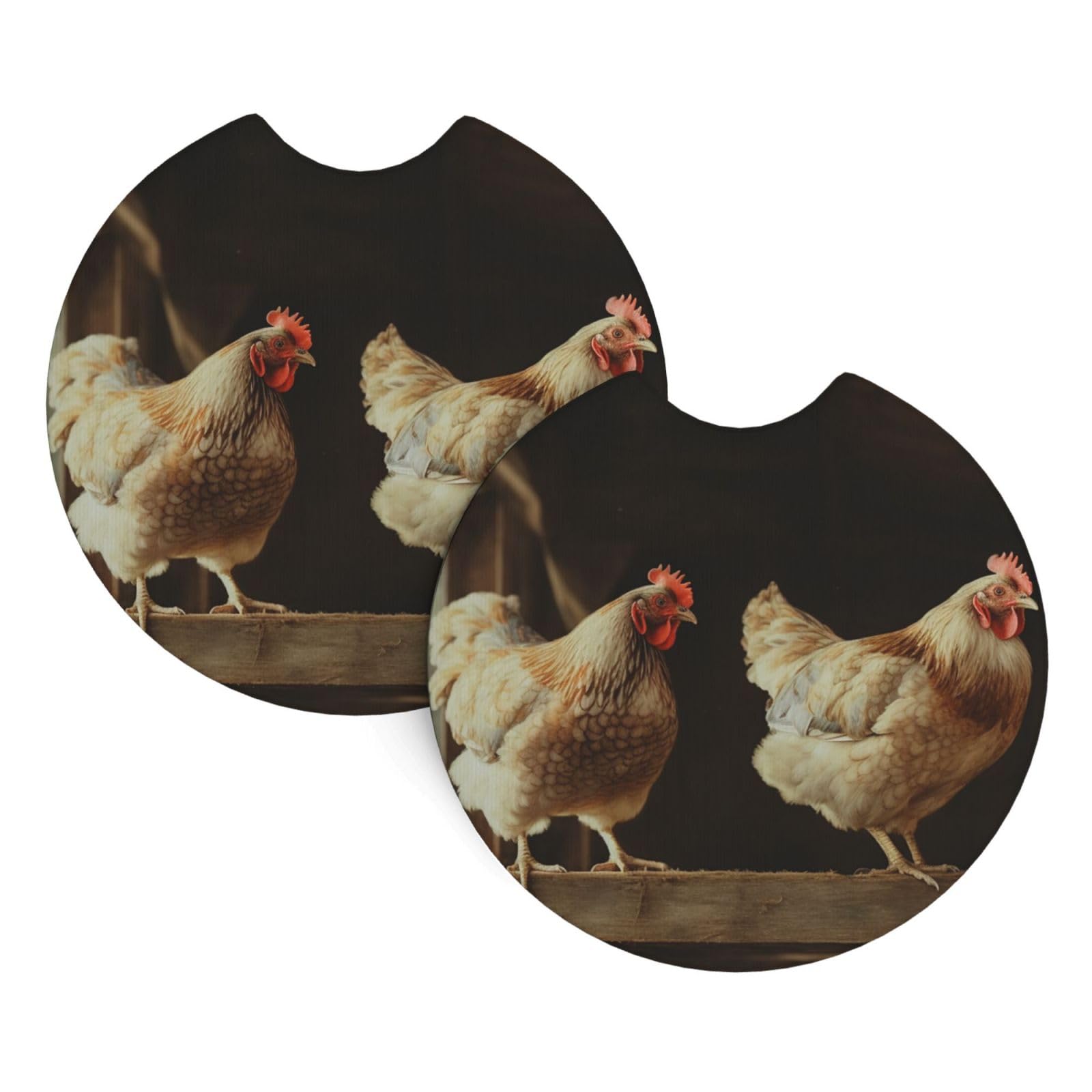2 Pack Car Coaster for Cup Holders Three Chickens Car Cup Coaster 2.7" Neoprene Non-Slip Automotive Cup Mat Universal Auto Car Interior Accessories for Women Men Cup Pad
